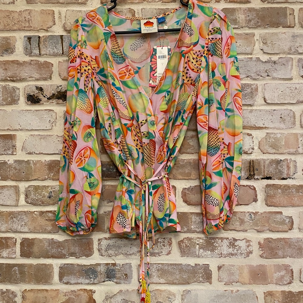 Farm Rio Rainforest Wrap Blouse NWT Size Small